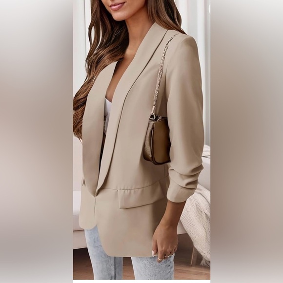 KIRUNDO Blazer Long Sleeve Open Front Work Suit Office Blazer Jacketwith Pockets - Picture 4 of 16